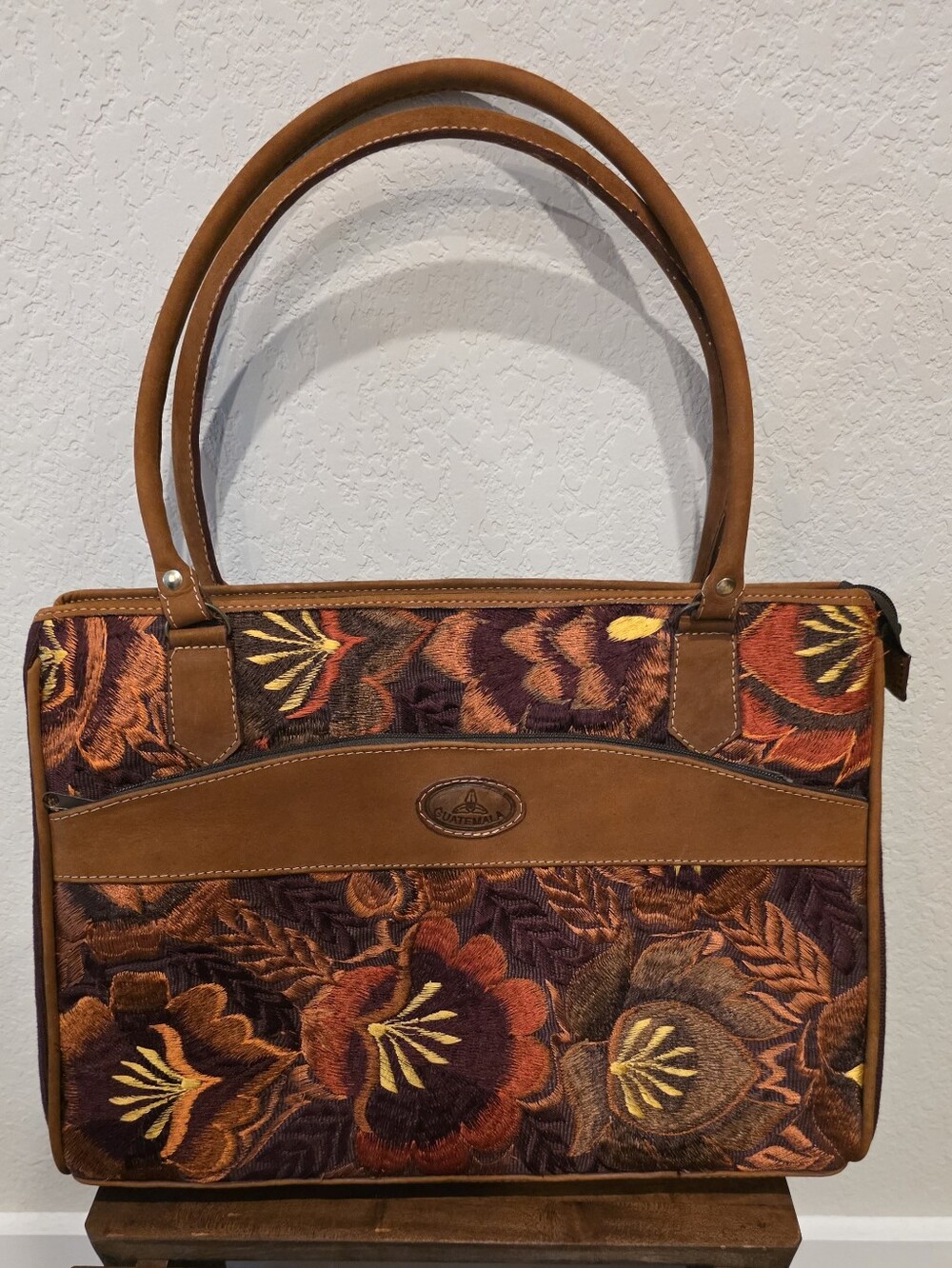 Embroidered Genuine Leather Purse